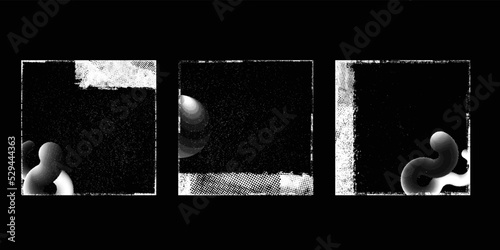 Social media covers with tiny roughen border frames and screen print textures . . grunge style . Post frame stories templates. Layout for promotion .Media banner .Vector 