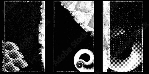 Social media covers with tiny roughen border frames and screen print textures . . grunge style . Post frame stories templates. Layout for promotion .Media banner .Vector 