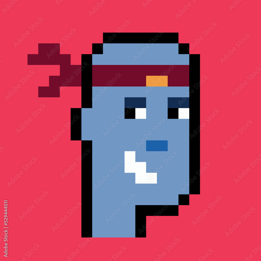 pixel art in which a portrait of a man with a bandage on his head pixel art in which a portrait of a man with a bandage on his head