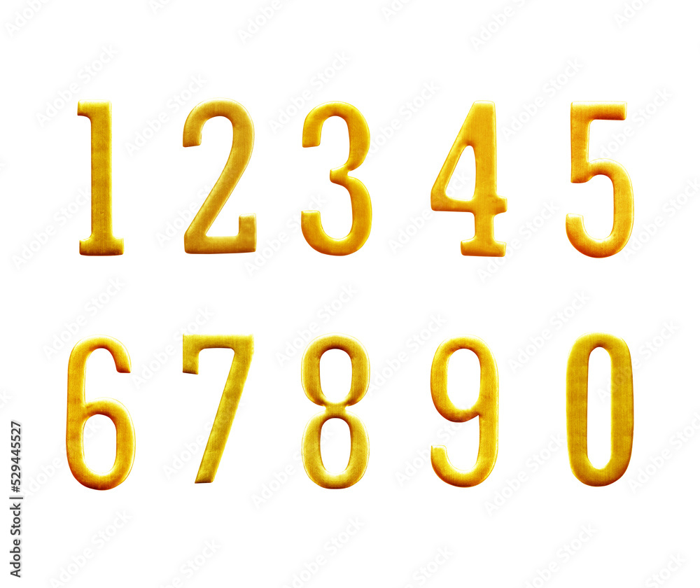 set of golden numbers isolated on white background. set of golden numbers isolated on white background.