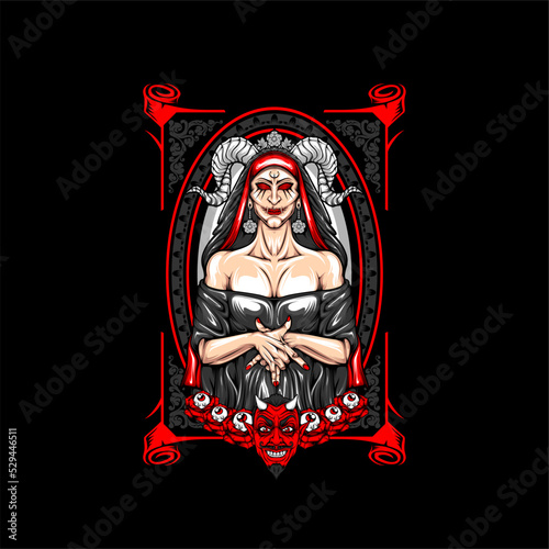 scary lady illustration with awesome background