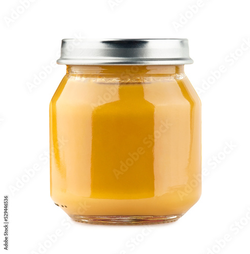 Jar of baby food isolated on transparent background. photo