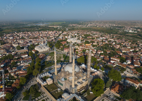 Renovated Selimiye Mosque Drone Photo, Edirne City Center, Turkey © raul77