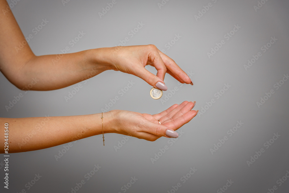 A woman holding a 1 euro coin giving her a second hand shelter as a shelter from falling into financial trouble.
financial concept of saving and indebtedness. A woman holding a 1 euro coin giving her a second hand shelter as a shelter from falling into financial trouble.
financial concept of saving and indebtedness.