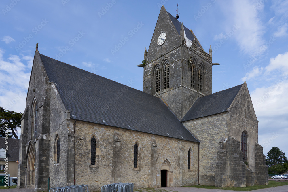 Church in Sainte-Mère-Eglise, Normandie, France