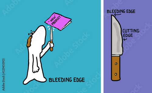 Obraz na płótnie Bleeding Edge, cutting edge office jargon cartoon w salonie