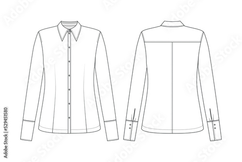 Fashion technical drawing of high cuff shirt for woman