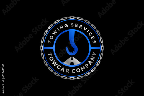 Towing car evacuation logo hook chain design winch truck rescue emergency accident service