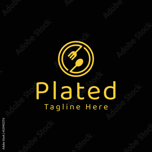spoon and fork in modern circle logo design. restaurant logo concept