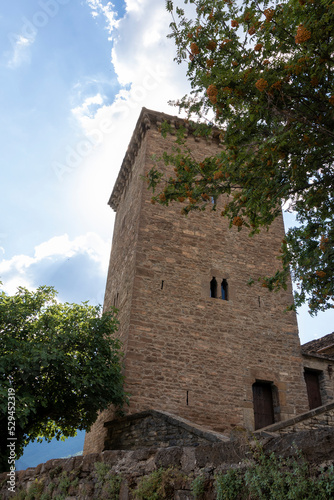 medieval tower in the town of oto in the spanish pyrenees