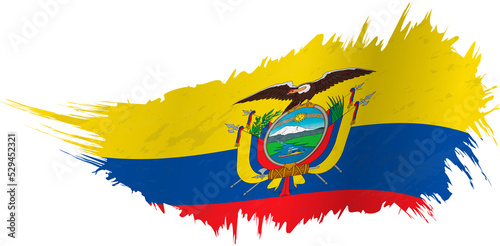 Flag of Ecuador in grunge style with waving effect.
