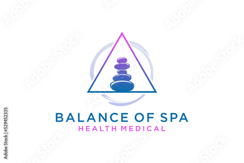 Stone balance spa logo design rock balance meditation massage theraphy life icon symbol luxury gold