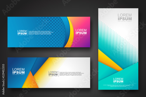 Banner set design template in trendy dynamic gradient colors