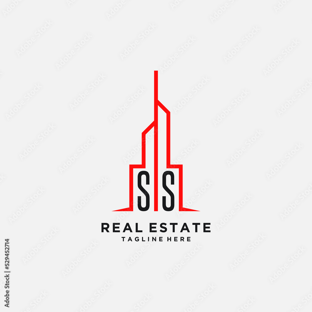 Initial letter SS Real Estate Logo stock illustration. Logo vector