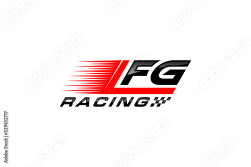 Racing car logo design checkered flag motion speed illustration symbol garage workshop