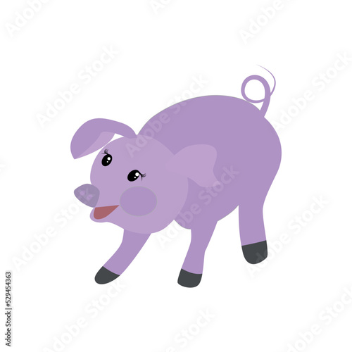 Pig. Vector illustration isolated on white background.