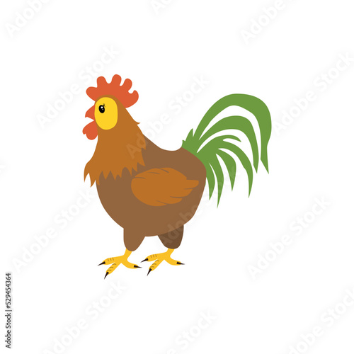 Rooster. Vector illustration isolated on white background.