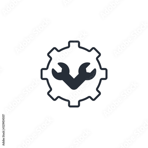 Wrench and Gear Cogwheel line icon. Simple element illustration. Wrench and Gear Cogwheel concept outline symbol design.