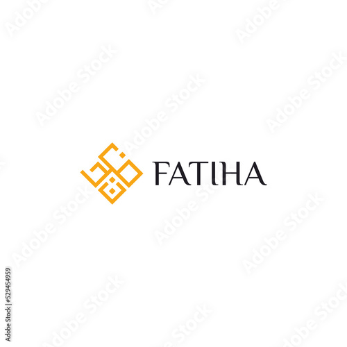 Fatihah Cube Outline Arabic Font Logo. Initial F T H Arabic Abstract logo. FTH Symbol Alphabet. Modern, Elegant, Luxury Style for Company Brand Identity photo