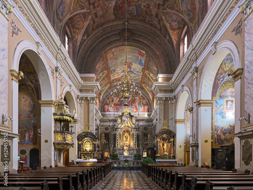 Ljubljana, Slovenia. Interior of Franciscan Church of the Annunciation. The church was built in 1646-1660. photo