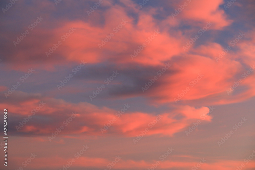 Pink Clouds and lovely sky at Sunset in Spain