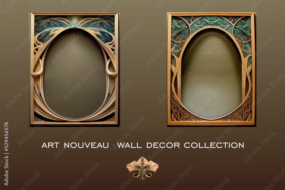 Art Nouveau Wall Art Two Borders On Brown Background Generative AI   1000 F 529456578 YUQsO4436l1YZJ1WlwDB3rA8GmZhAR99 