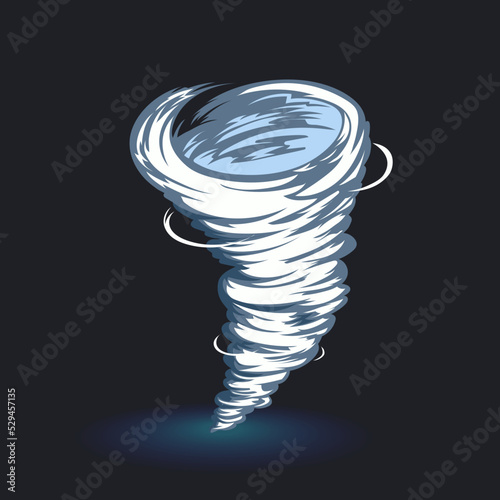Cartoon tornado sprite. Funnel game asset. Storm air whirlpool. Wind sticker. Hurricane icon