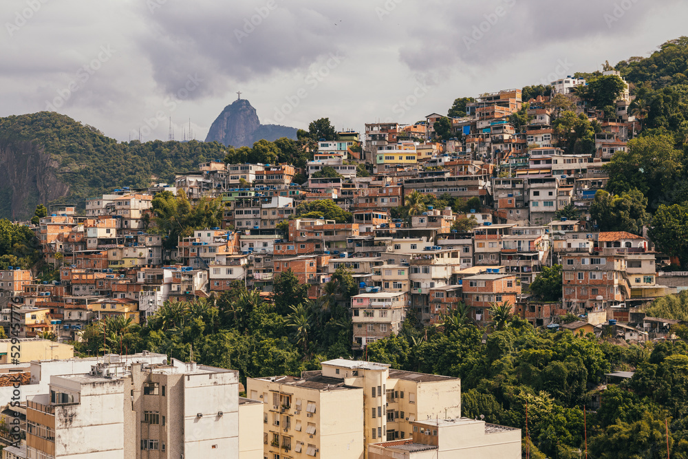 Favela and the Cristo Redentor in Rio de Janeiro 