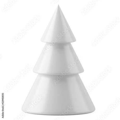 White triple cone new years tree. Monochromatic festive interior minimalism of christmas.