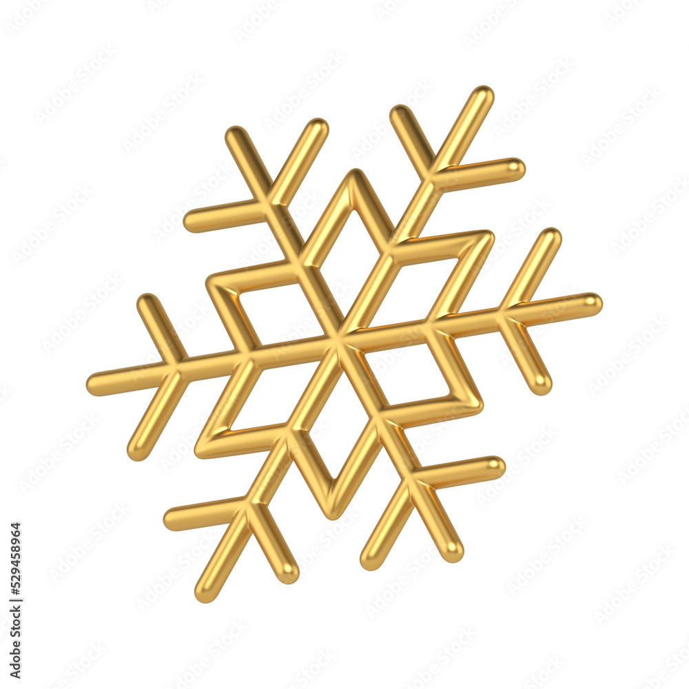Gold mesh abstract snowflake. Minimalistic greeting with christmas and winter holidays