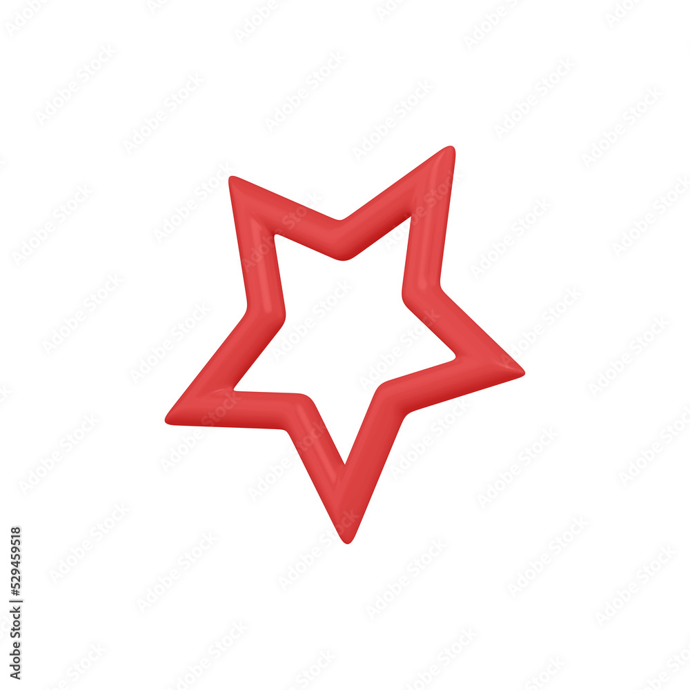 Minimalistic ?hristmas red 3d star. Glowing precious symbol of holidays