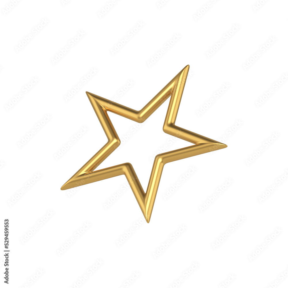 Minimalistic ?hristmas gold 3d star. Glowing precious symbol of holidays