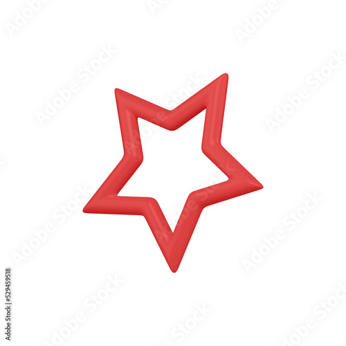 Minimalistic ?hristmas red 3d star. Glowing precious symbol of holidays