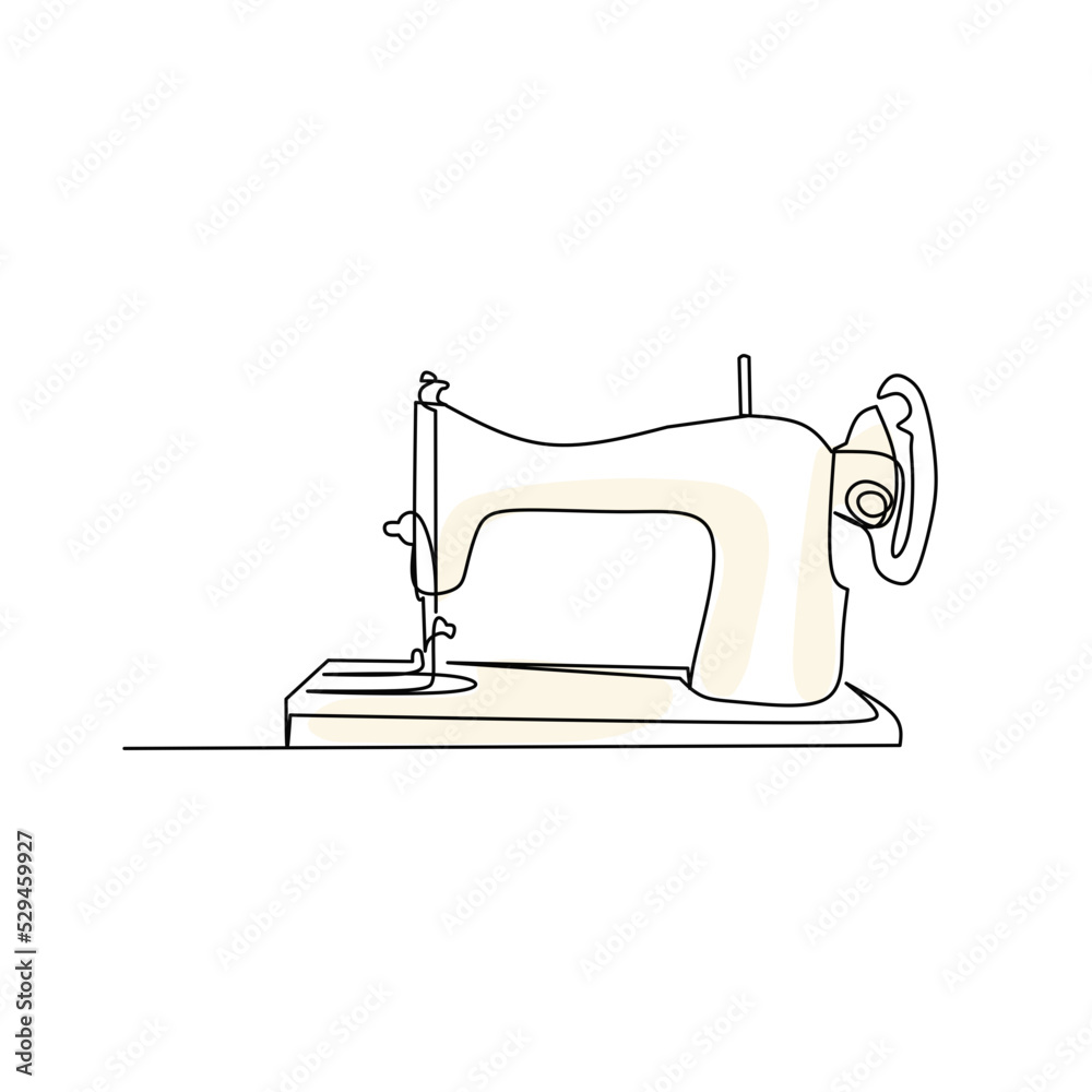 Vector illustration of a sewing machine in line art style Vector illustration of a sewing machine in line art style