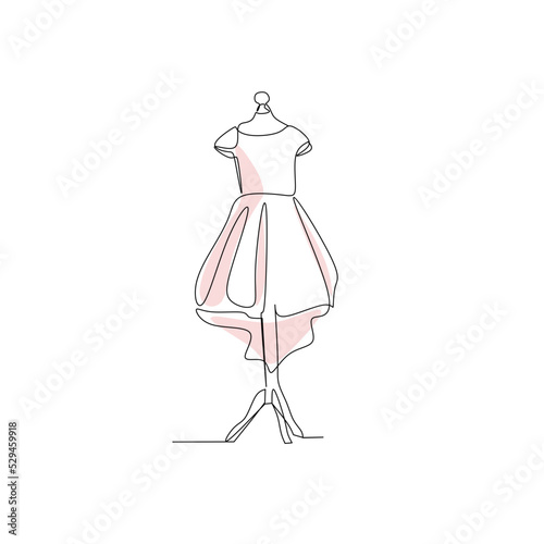 Vector illustration of a dress on a mannequin in line art style