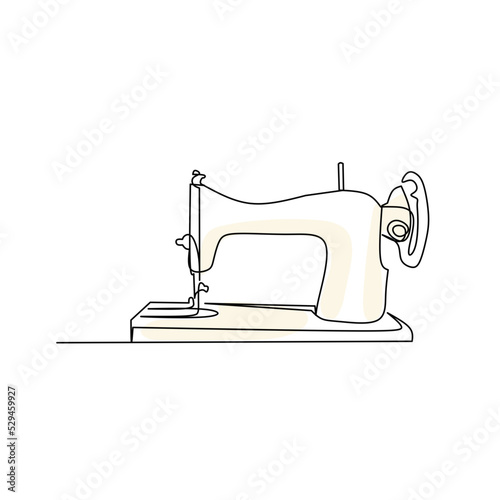 Vector illustration of a sewing machine in line art style