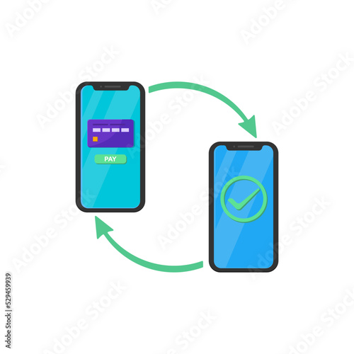 Smartphone with payment method on screen vector illustration