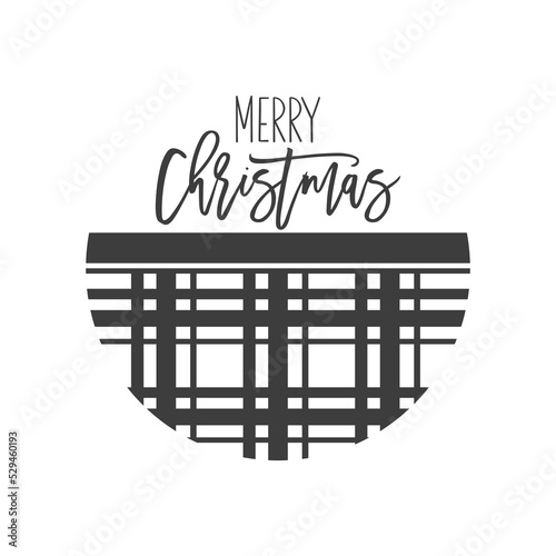 Merry Christmas door hanger. Vector Farmhouse quotes. Round Christmas sign. Winter holiday design. Isolated on white background.