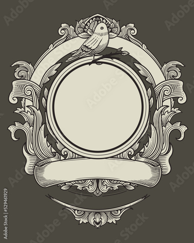 Classic heraldic shield frame with ornament
