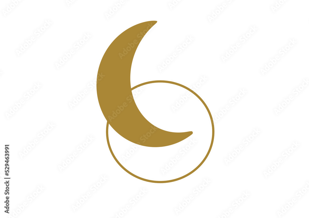 Obraz premium Golden Moon and Circle Outlined