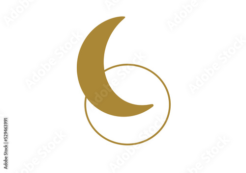 Golden Moon and Circle Outlined