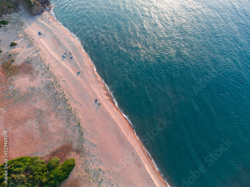 Sea Aerial view, Top view,amazing nature background. color of the water and beautifully bright.Azure beach with rocky mountains and clear water of mediterranean sea at sunny day.flying drone,sea view.