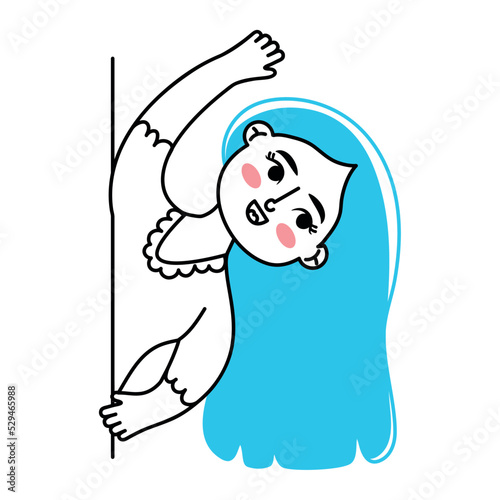 cartoon girl waving