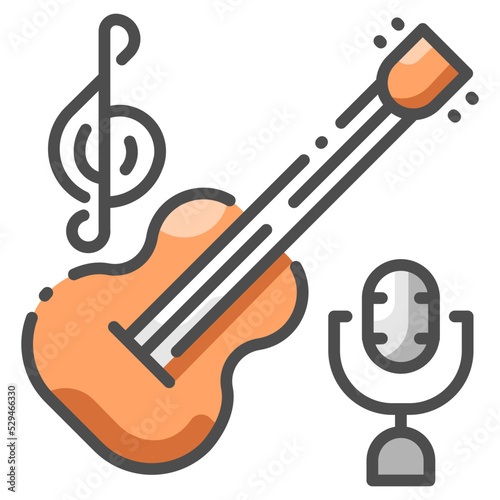 music subjects line color icon