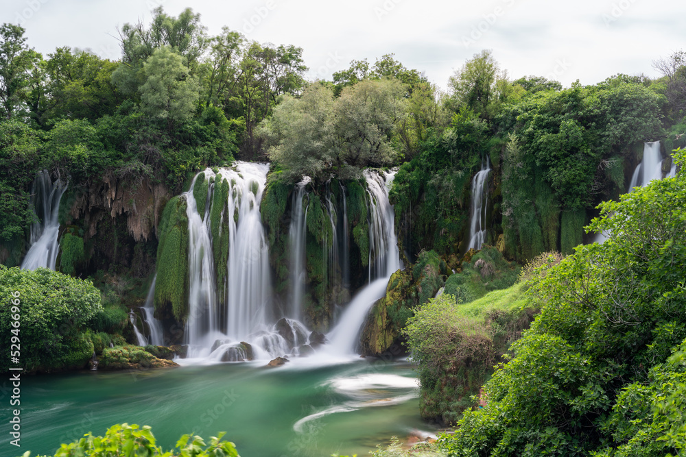 Naklejka premium Kravica Waterfall in Bosnia and Herzegovina, long exposure shot