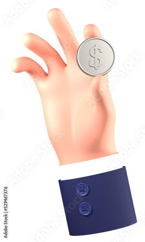 Fototapeta Naklejka Na Ścianę i Meble -  3d render icon hand holding golden dollar coin