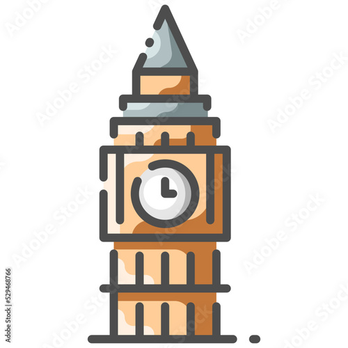 big ben line color icon