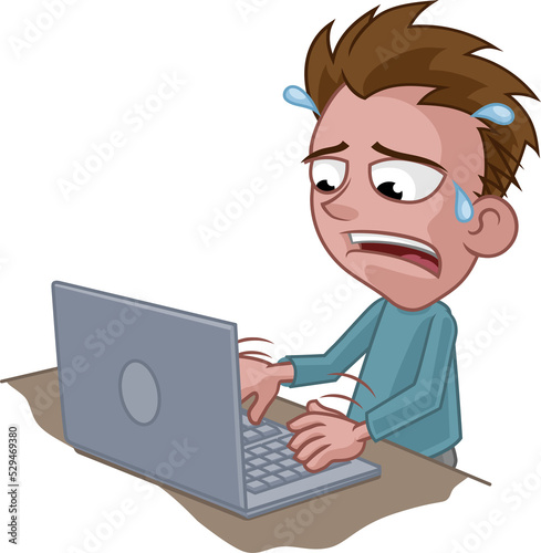 Stressed Anxious Man Using ...