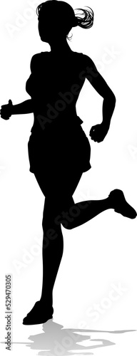 Silhouette Runner Woman Sprinter or Jogger Person photo