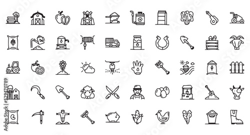 agriculture icon set, farming icon pack, handdrawn icon photo